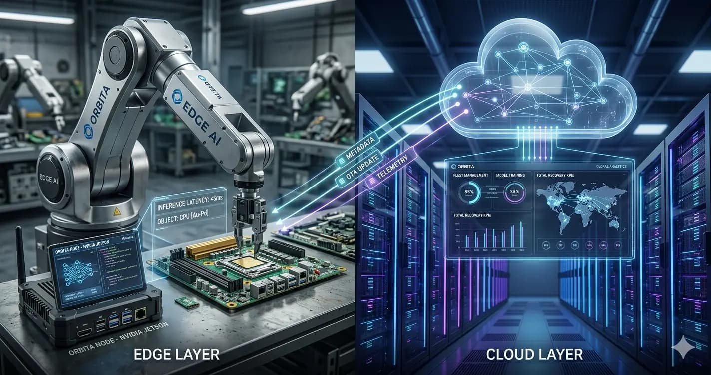 Particolare del Layout della microfactory Orbita 1 per il recupero di componenti elettronici dai RAEE tramite Edge AI e computer vision